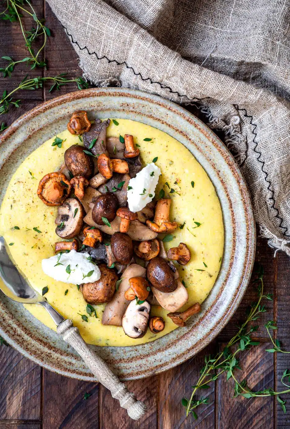 Mushroom Medley with Creamy Herb Polenta